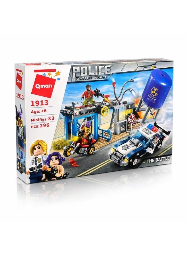 Qman Police Battle Force Building Blocks Set – Police Chase Scene – 296 Pieces – 3 Minifigures – Ages 6+ - Image 5